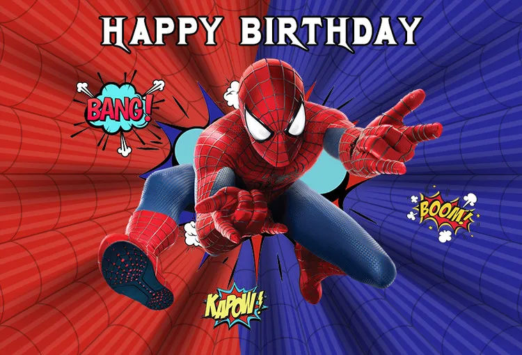 Superhero Spiderman happy birthday cartoon photo background photography backdrops quality vinyl