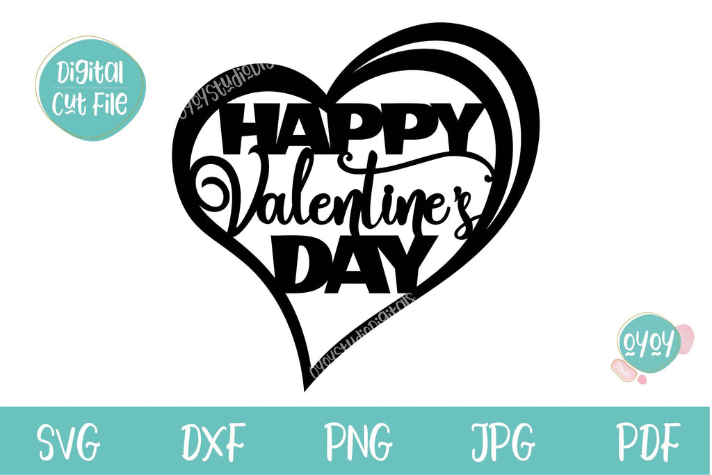 happy valentines day svg valentines cake topper svg svg oyoystudiodigitals