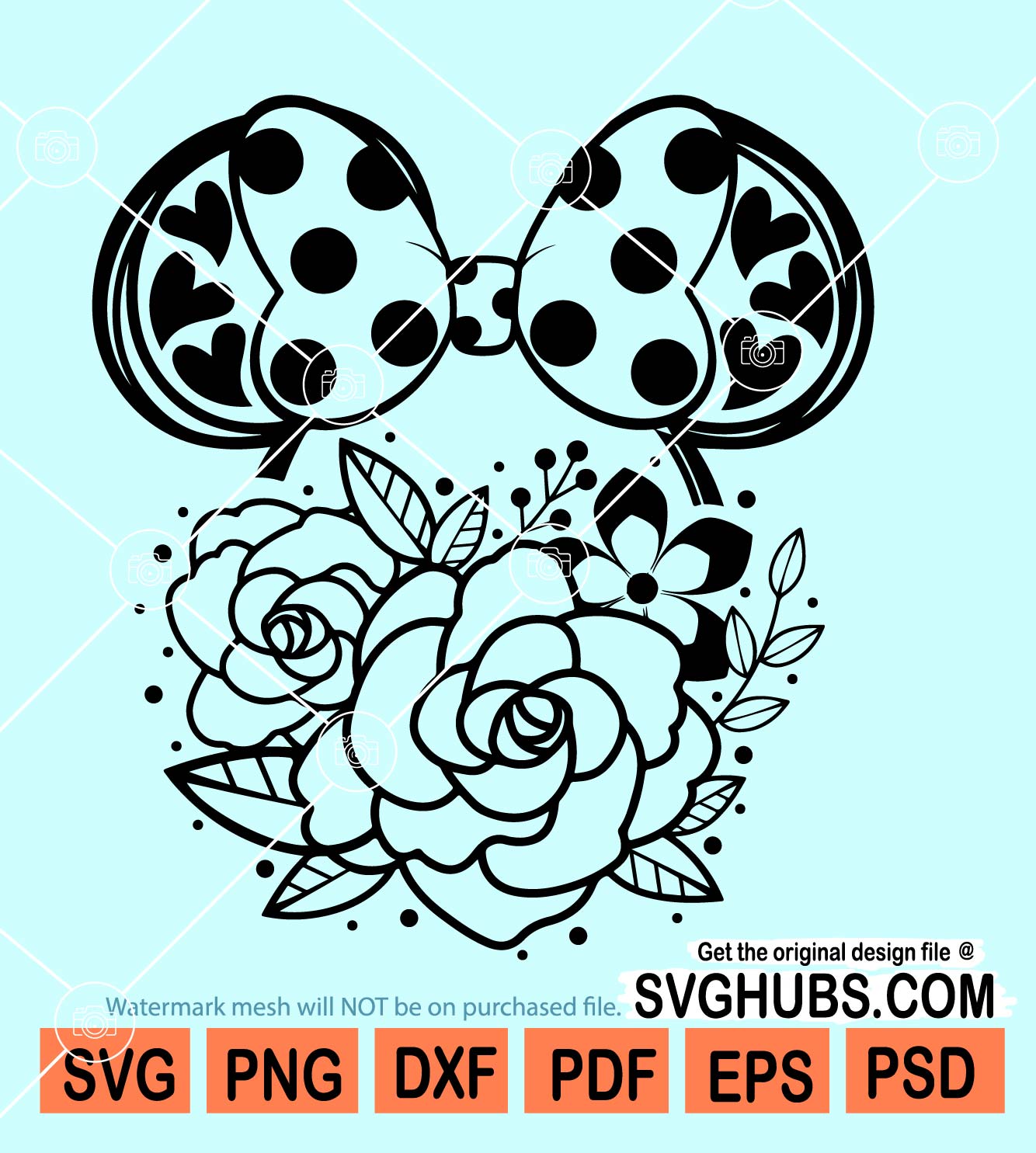 Mickey mouse with flowers SVG