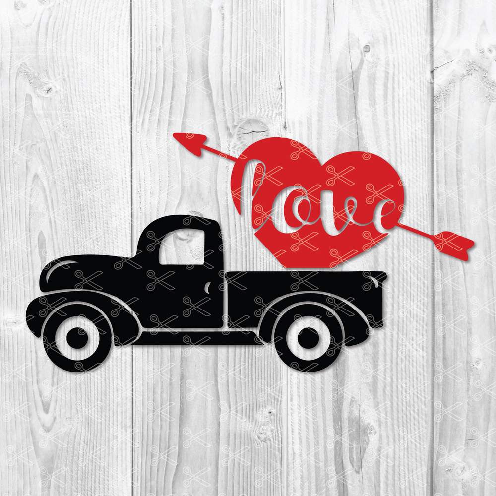 Valentine Red Truck SVG