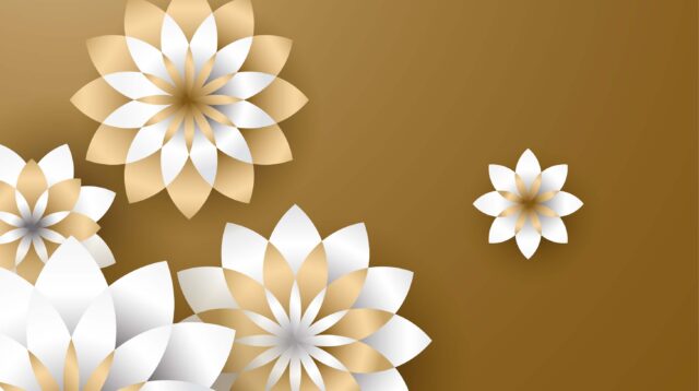 3d flower paper craft gold vector