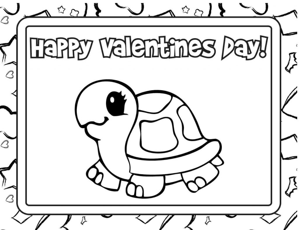 Happy Valentines Day Coloring Pages Turtle 1024x788 1