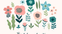 vector floral design elements leaves flowers grass branches berries