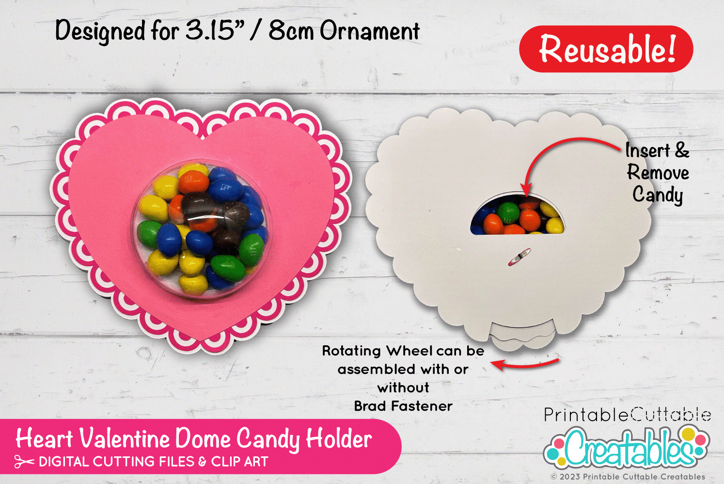 D118 Heart Valentine Dome Candy Holder SVG File preview 2